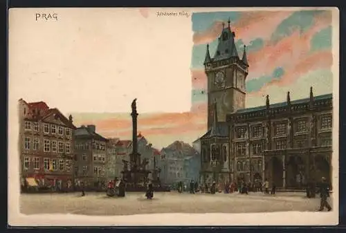 Lithographie Prag, Altstädter Ring