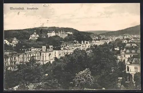 AK Marienbad, Hauptstrasse mit Synagoge