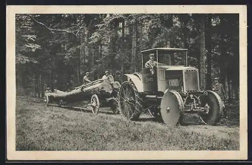 AK 30 PS Deutzer Trekker bei der Abfuhr von Langholz