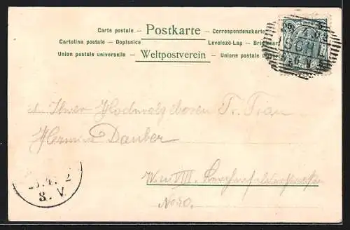 Künstler-AK Otto Strützel: Ischl, Ortspartie am Flussufer
