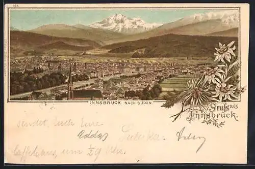 Lithographie Innsbruck, Totalansicht nach Süden