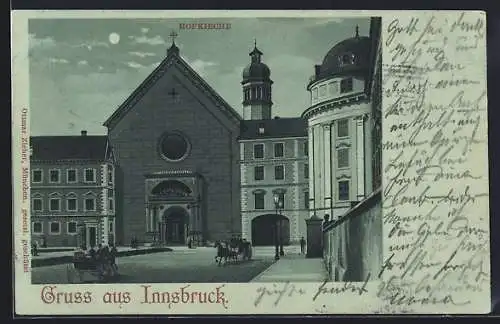 Mondschein-Lithographie Innsbruck, Partie an der Hofkirche