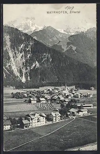 AK Mayrhofen /Zillertal, Teilansicht mit Bergen