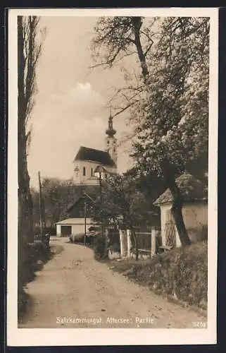 AK Attersee, Strassenpartie zum Ort