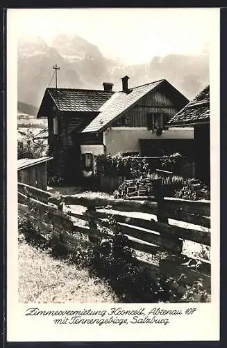 AK Abtenau, Gasthaus Pension Kronreif mit Tennengebirge