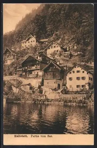 AK Hallstatt, Ortsansicht vom See aus