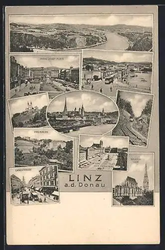 AK Linz /Donau, Frant-Josef-Platz, Freinberg, Landstrasse, Mariendom