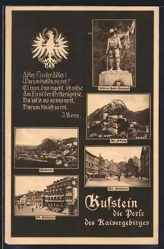 AK Kufstein, Festung, Panorama, Oberer Stadtplatz, Unterer Stadtplatz