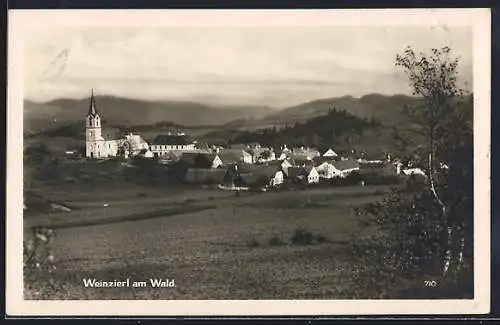 AK Weinzierl am Wald, Teilansicht mit Kirche