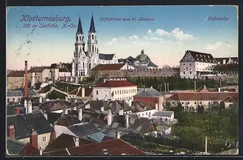 AK Klosterneuburg /N.-Oe., Stiftskirche zum heiligen Leopold und Gasthaus Stiftskeller