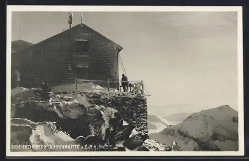 AK Erzherzog-Johannhütte, Ansicht in eisiger Höhe