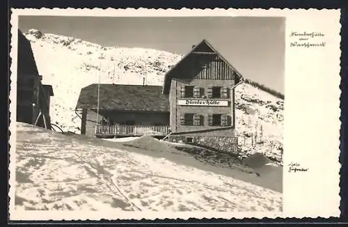 AK Dümlerhütte, Ansicht am Warscheneck im Schnee