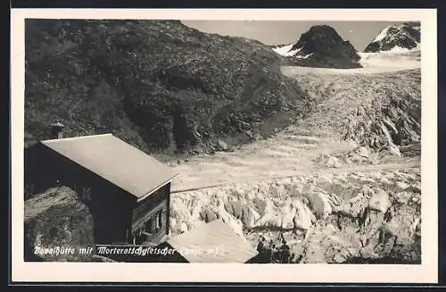 AK Bovalhütte, Ansicht mit Morteratschgletscher