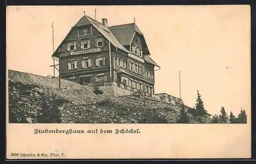 AK Stubenberghaus auf dem Schöckel, Blick hinauf zur Berghütte