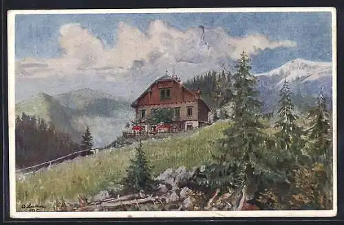 Künstler-AK Semmering, Friedr. Schüleralpenhaus am Sonnwendstein