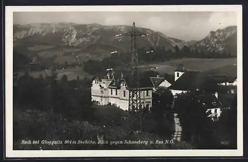 AK Raach am Hochgebirge, Blick gegen Schneeberg und Rax