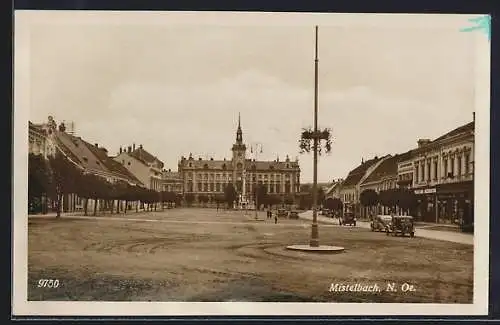 Foto-AK Mistelbach, Blick auf das Rathaus