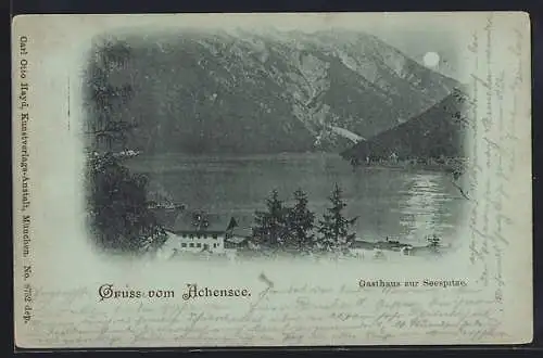 Mondschein-AK Achensee, Gasthaus zur Seespitze