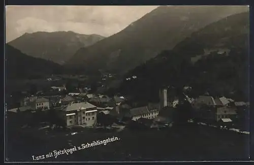 AK Lunz, Ortsansicht mit Hetzkogel und Scheiblingstein