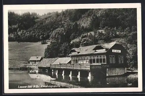 AK Lunz am See, Gasthaus mit Landungsstelle