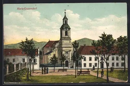 AK Maria-Enzersdorf, Partie an der Kirche