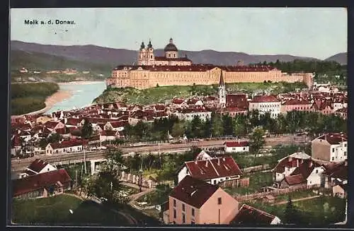 AK Melk an der Donau, Ortsansicht mit Stift