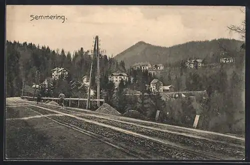 AK Semmering, Ortspartie mit Landstrasse