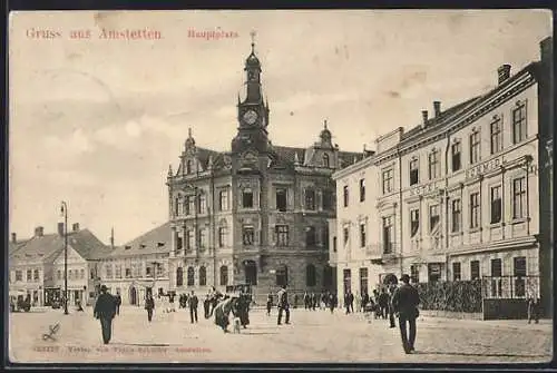 AK Amstetten, Hauptplatz mit Hotel Schmidl