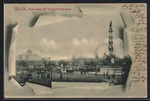 AK Wien, Praterstern mit Tegetthoff-Denkmal