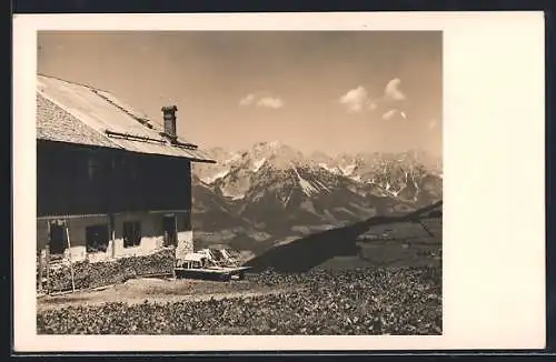 AK Itter-Hopfgarten, Unterkunftshaus Kraft Alpe mit Bergpanorama