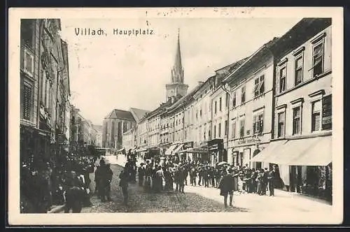 AK Villach, Belebte Partie am Hauptplatz