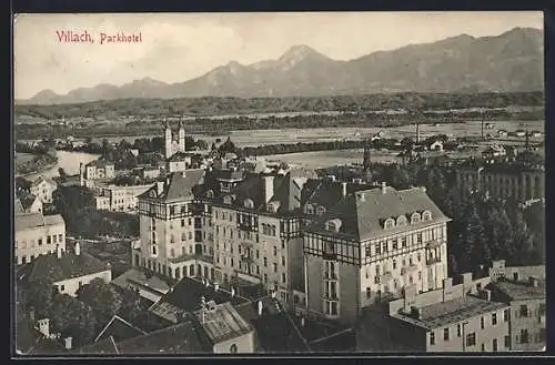 AK Villach, Parkhotel aus der Vogelschau