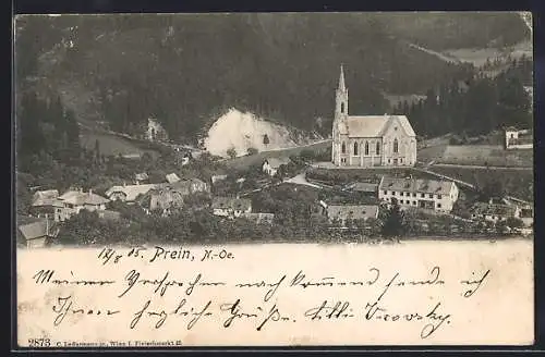 AK Prein /N.-Oe., Teilansicht mit der Kirche