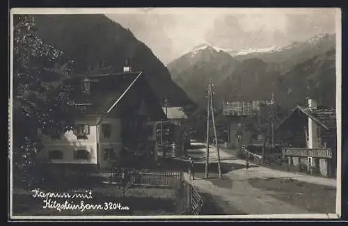 AK Kaprun, Ortspartie mit Blick zum Kitzsteinhorn