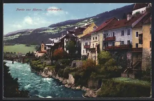 AK Murau /Steiermark, Teilansicht am Fluss