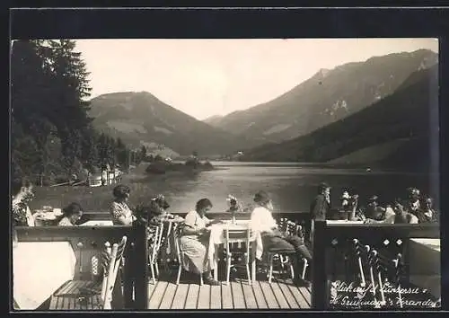 Foto-AK Lunz am See, Grubmayer`s Gasthaus, Blick von der Veranda