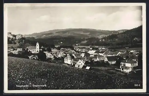 AK Neumarkt i. Steiermark, Ortsansicht vom Berg aus