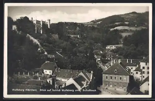 AK Wolfsberg /Kärnten, Blick auf das Schloss und Schossbach