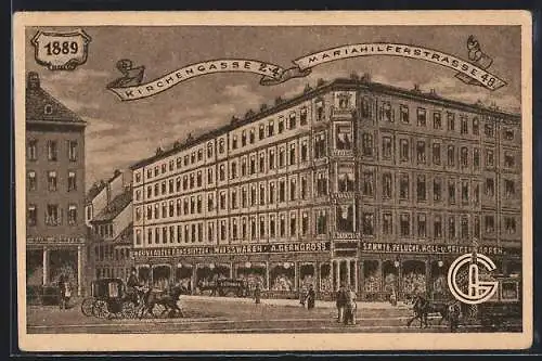 AK Wien, Kaufhaus Gerngross, Kirchengasse 24, Mariahilferstrasse 48