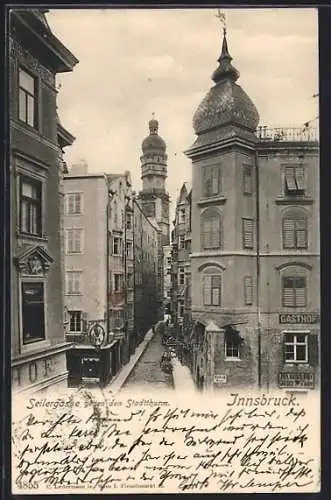 AK Innsbruck, Seilergasse gegen den Stadtthurm