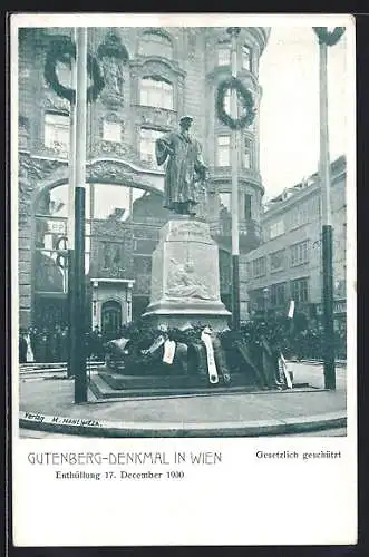 AK Wien, Gutenberg-Denkmal, Enthüllung 17. December 1900