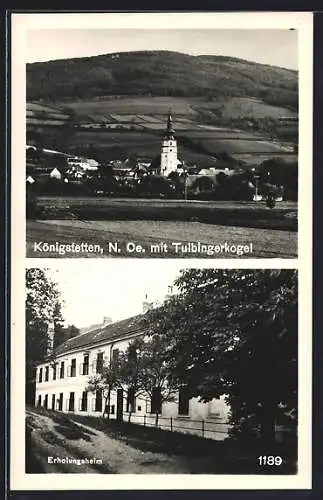 AK Königstetten, Ortsansicht mit Tulbingerkogel und Erholungsheim