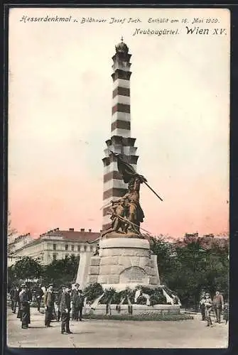 AK Wien, Neubaugürtel, Partie am Hesserdenkmal