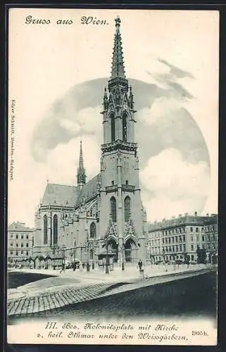 AK Wien, Kolonitzplatz mit Kirche z. heil. Othmar unter den Weissgärbern