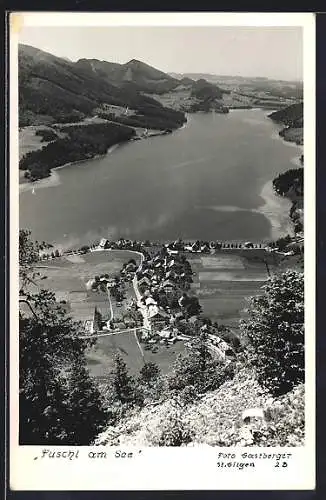 AK Fuschl am See, Gesamtansicht mit See aus der Vogelschau