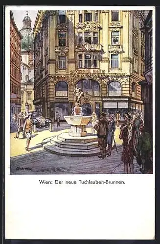 Künstler-AK Wien, Der neue Tuchlauben Brunnen