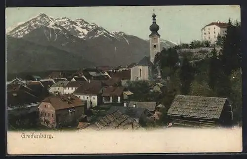 AK Greifenburg, Ortsansicht mit Kirche