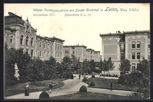 AK Wien, Lainz, Versorgungsheim mit Lueger-Denkmal