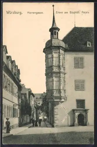 AK Würzburg, Herrengasse, Erker am Bischöfl. Palais