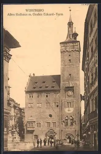 AK Würzburg, Altes Rathaus mit Grafen Eckard-Turm